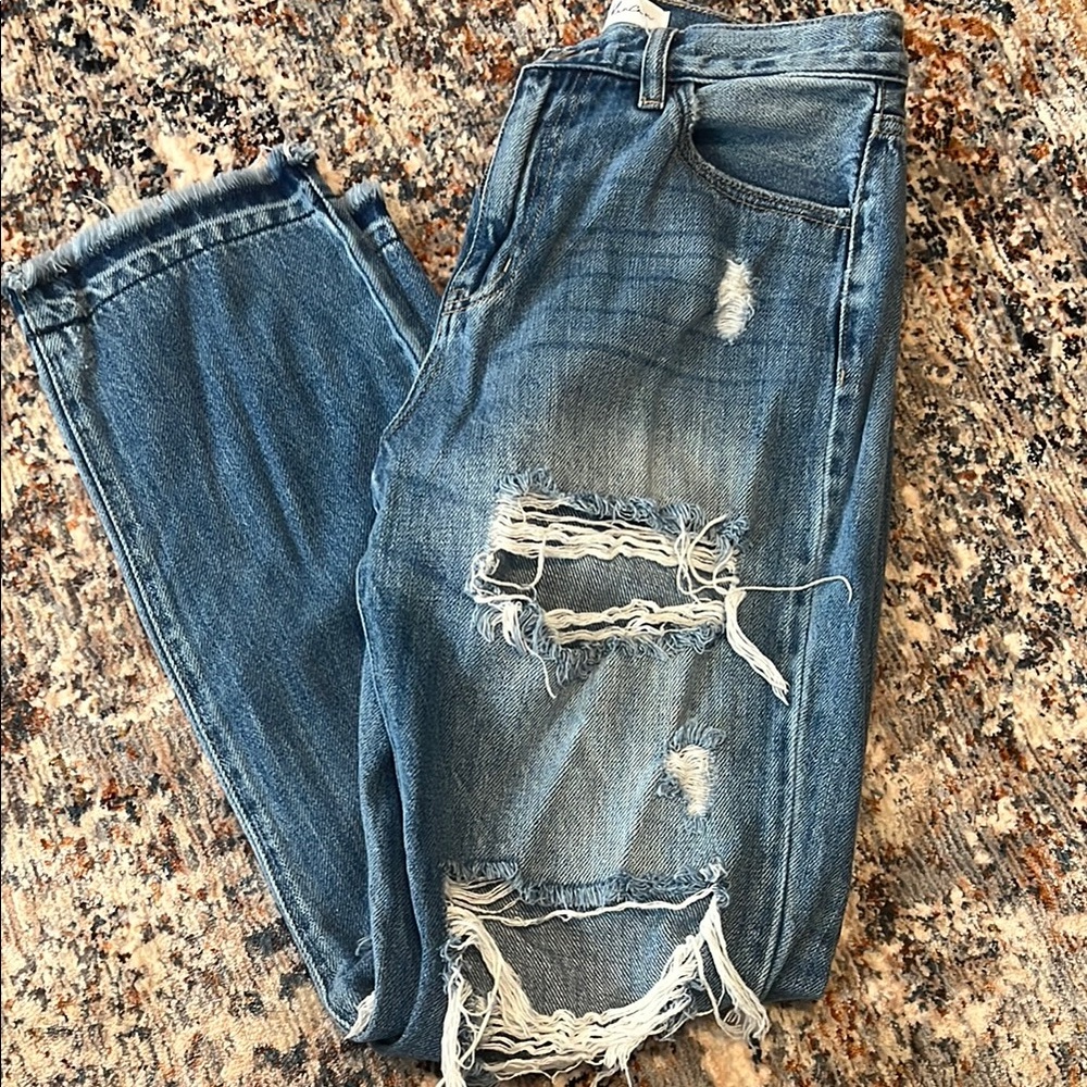 Distressed Blue Jeans